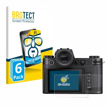 Vorderseite einer Produktverpackung mit dem Markenlogo BROTECT. Daneben ist das Gerät Leica SL3 (Display + Schulterdisplay) mi