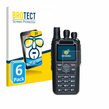 Vorderseite einer Produktverpackung mit dem Markenlogo BROTECT. Daneben ist das Gerät AnyTone AT-D878UV II Plus mit dem zugehö