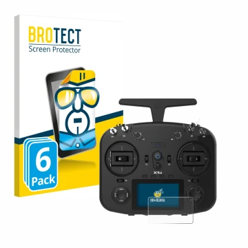 Vorderseite einer Produktverpackung mit dem Markenlogo BROTECT. Daneben ist das Gerät FrSky TWIN X14 mit dem zugehörigen Displ