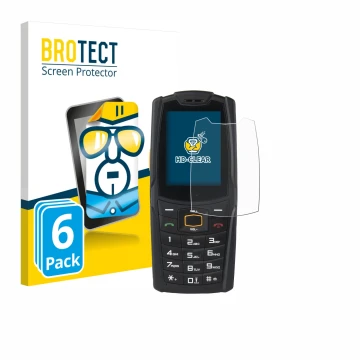Vorderseite einer Produktverpackung mit dem Markenlogo BROTECT. Daneben ist das Gerät AGM M6 mit dem zugehörigen Displayschutz