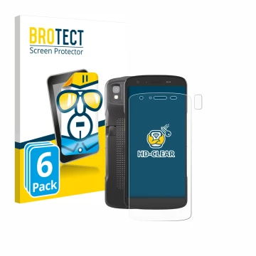 Vorderseite einer Produktverpackung mit dem Markenlogo BROTECT. Daneben ist das Gerät Zebra TC22 (Display+Kamera) mit dem zuge