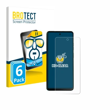 Vorderseite einer Produktverpackung mit dem Markenlogo BROTECT. Daneben ist das Gerät Motorola Moto G04s mit dem zugehörigen D