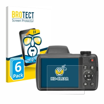 Vorderseite einer Produktverpackung mit dem Markenlogo BROTECT. Daneben ist das Gerät Kodak Pixpro AZ528 mit dem zugehörigen D