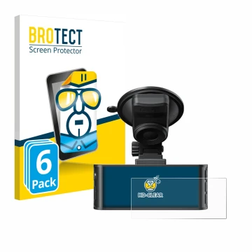 Vorderseite einer Produktverpackung mit dem Markenlogo BROTECT. Daneben ist das Gerät Redtiger F7NS 4K mit dem zugehörigen Dis