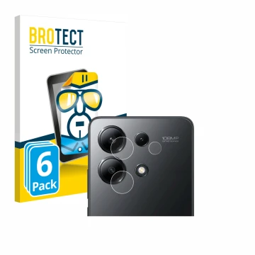 Vorderseite einer Produktverpackung mit dem Markenlogo BROTECT. Daneben ist das Gerät Xiaomi Redmi Note 13 4G (NUR Kameraschut
