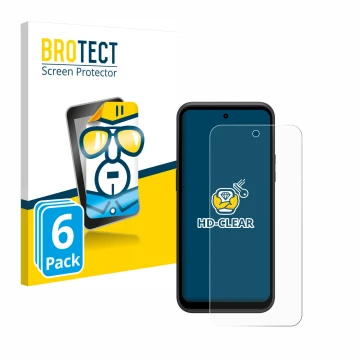 Vorderseite einer Produktverpackung mit dem Markenlogo BROTECT. Daneben ist das Gerät HMD XR21 mit dem zugehörigen Displayschu