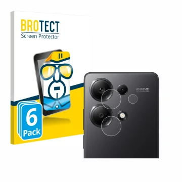 Vorderseite einer Produktverpackung mit dem Markenlogo BROTECT. Daneben ist das Gerät Xiaomi Redmi Note 13 Pro 4G (NUR Kameras