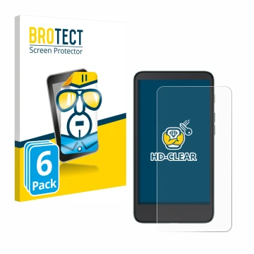 Vorderseite einer Produktverpackung mit dem Markenlogo BROTECT. Daneben ist das Gerät Xiaomi Moaan InkPalm 5 mit dem zugehörig