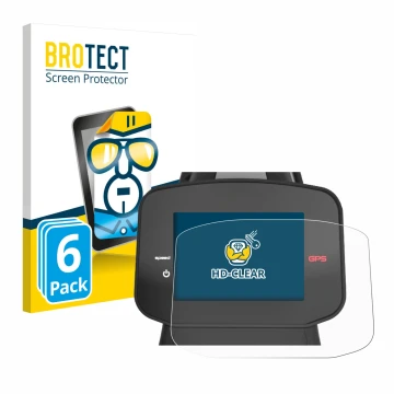 Vorderseite einer Produktverpackung mit dem Markenlogo BROTECT. Daneben ist das Gerät PowaKaddy FX7 GPS 3.5