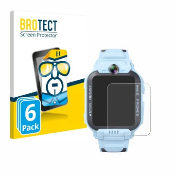 Vorderseite einer Produktverpackung mit dem Markenlogo BROTECT. Daneben ist das Gerät Imoo Watch Phone Z7 mit dem zugehörigen 