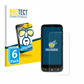 Vorderseite einer Produktverpackung mit dem Markenlogo BROTECT. Daneben ist das Gerät SPC Zeus 4G Pro mit dem zugehörigen Disp