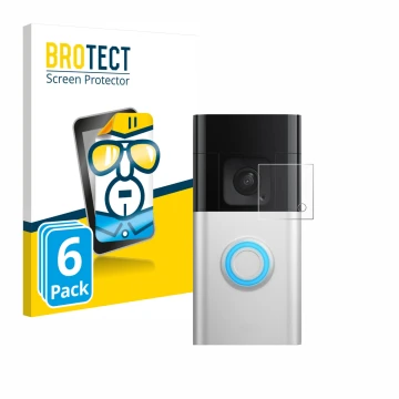 Vorderseite einer Produktverpackung mit dem Markenlogo BROTECT. Daneben ist das Gerät Ring Battery Video Doorbell Pro mit dem 