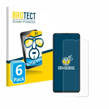 Vorderseite einer Produktverpackung mit dem Markenlogo BROTECT. Daneben ist das Gerät Oukitel C50 mit dem zugehörigen Displays