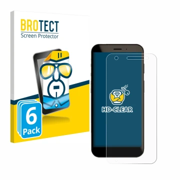 Vorderseite einer Produktverpackung mit dem Markenlogo BROTECT. Daneben ist das Gerät Datalogic Memor 30 / 35 mit dem zugehöri