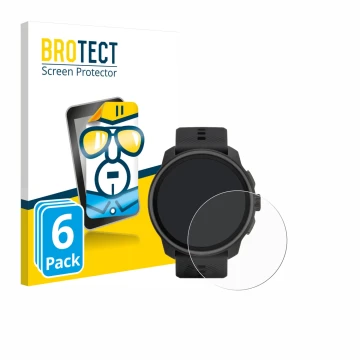 Vorderseite einer Produktverpackung mit dem Markenlogo BROTECT. Daneben ist das Gerät Suunto Race S mit dem zugehörigen Displa