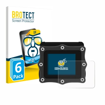 Vorderseite einer Produktverpackung mit dem Markenlogo BROTECT. Daneben ist das Gerät Shearwater Perdix dive computer mit dem 
