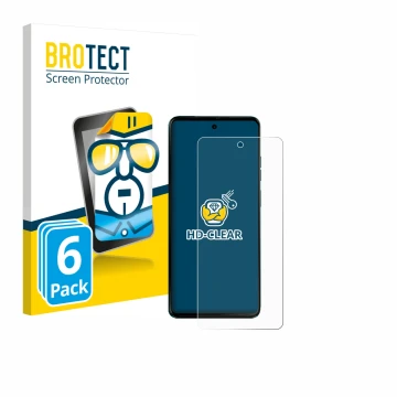 Vorderseite einer Produktverpackung mit dem Markenlogo BROTECT. Daneben ist das Gerät Motorola Moto G04 mit dem zugehörigen Di