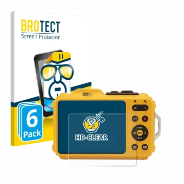Vorderseite einer Produktverpackung mit dem Markenlogo BROTECT. Daneben ist das Gerät Kodak Pixpro WPZ2 mit dem zugehörigen Di
