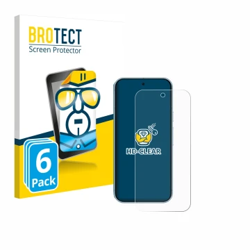 Vorderseite einer Produktverpackung mit dem Markenlogo BROTECT. Daneben ist das Gerät Google Pixel 9 mit dem zugehörigen Displ