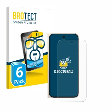 Vorderseite einer Produktverpackung mit dem Markenlogo BROTECT. Daneben ist das Gerät Google Pixel 9 Pro Fold mit dem zugehöri