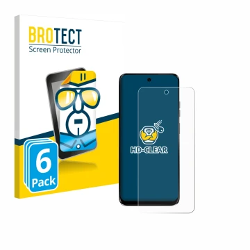 Vorderseite einer Produktverpackung mit dem Markenlogo BROTECT. Daneben ist das Gerät Motorola G34 5G mit dem zugehörigen Disp