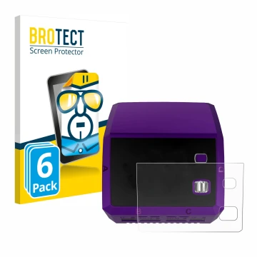 Vorderseite einer Produktverpackung mit dem Markenlogo BROTECT. Daneben ist das Gerät SkyRc Q200 neo mit dem zugehörigen Displ