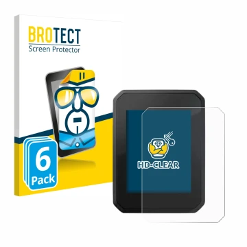 Vorderseite einer Produktverpackung mit dem Markenlogo BROTECT. Daneben ist das Gerät FIT Display Compact 2.0 mit dem zugehöri