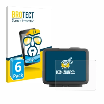 Vorderseite einer Produktverpackung mit dem Markenlogo BROTECT. Daneben ist das Gerät GoPro Hero 4k mit dem zugehörigen Displa