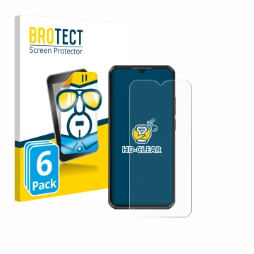 Vorderseite einer Produktverpackung mit dem Markenlogo BROTECT. Daneben ist das Gerät Oukitel WP50 mit dem zugehörigen Display