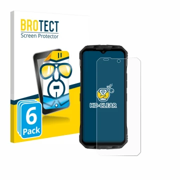 Vorderseite einer Produktverpackung mit dem Markenlogo BROTECT. Daneben ist das Gerät Doogee V Max Plus mit dem zugehörigen Di