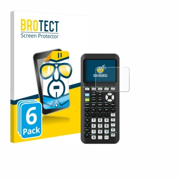 Vorderseite einer Produktverpackung mit dem Markenlogo BROTECT. Daneben ist das Gerät Texas Instruments TI-84 Plus CE-T Python
