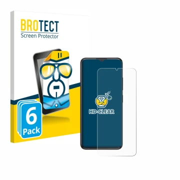 Vorderseite einer Produktverpackung mit dem Markenlogo BROTECT. Daneben ist das Gerät ZTE Blade A34 mit dem zugehörigen Displa