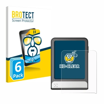 Vorderseite einer Produktverpackung mit dem Markenlogo BROTECT. Daneben ist das Gerät Ledger Flex mit dem zugehörigen Displays