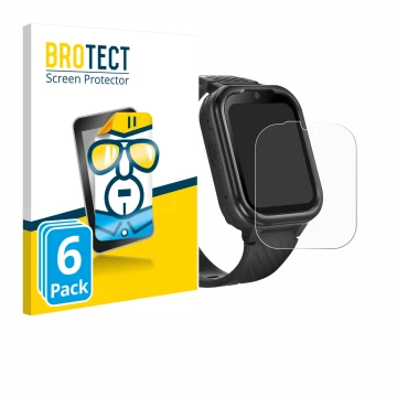 Vorderseite einer Produktverpackung mit dem Markenlogo BROTECT. Daneben ist das Gerät RAYOFI Kids Smartwatch mit dem zugehörig