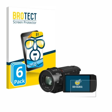 Vorderseite einer Produktverpackung mit dem Markenlogo BROTECT. Daneben ist das Gerät Panasonic HC-VX3 mit dem zugehörigen Dis