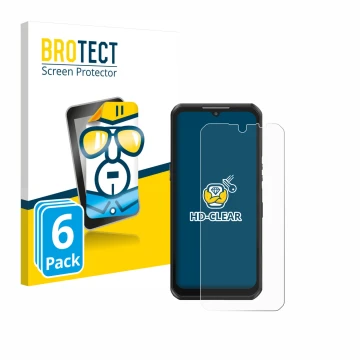 Vorderseite einer Produktverpackung mit dem Markenlogo BROTECT. Daneben ist das Gerät Oukitel WP39 mit dem zugehörigen Display