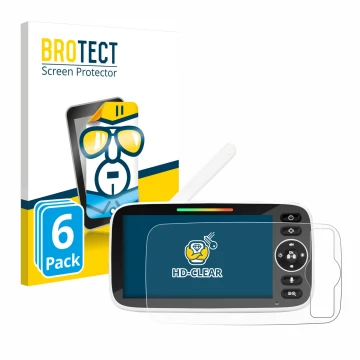Vorderseite einer Produktverpackung mit dem Markenlogo BROTECT. Daneben ist das Gerät Yuede Babyphone Monitor 5