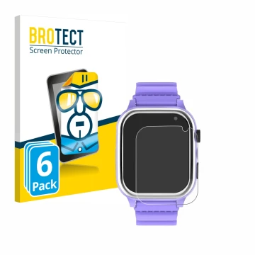 Vorderseite einer Produktverpackung mit dem Markenlogo BROTECT. Daneben ist das Gerät Jubunrer Kids Smartwatch mit dem zugehör
