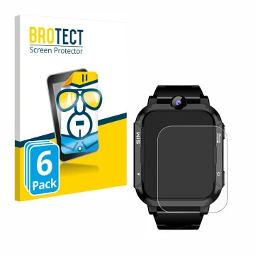Vorderseite einer Produktverpackung mit dem Markenlogo BROTECT. Daneben ist das Gerät Blackview Z20 Kids Smartwatch mit dem zu