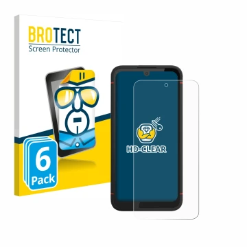 Vorderseite einer Produktverpackung mit dem Markenlogo BROTECT. Daneben ist das Gerät Volla Phone X23 mit dem zugehörigen Disp