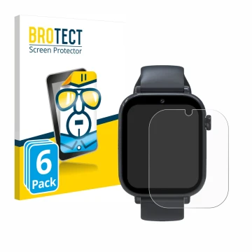 Vorderseite einer Produktverpackung mit dem Markenlogo BROTECT. Daneben ist das Gerät Forever Kids Smartwatch mit dem zugehöri