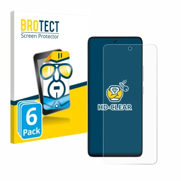 Vorderseite einer Produktverpackung mit dem Markenlogo BROTECT. Daneben ist das Gerät Xiaomi Poco M7 Pro 5G mit dem zugehörige