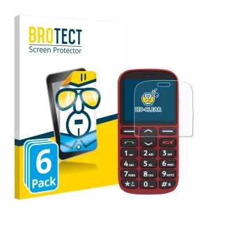 Vorderseite einer Produktverpackung mit dem Markenlogo BROTECT. Daneben ist das Gerät Doro 1360 mit dem zugehörigen Displaysch