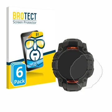 Vorderseite einer Produktverpackung mit dem Markenlogo BROTECT. Daneben ist das Gerät Garmin Instinct 3 Solar (50 mm) mit dem 