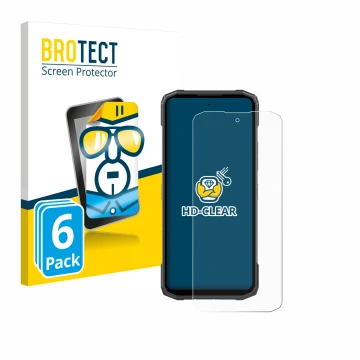 Vorderseite einer Produktverpackung mit dem Markenlogo BROTECT. Daneben ist das Gerät Doogee Blade 10 Power mit dem zugehörige