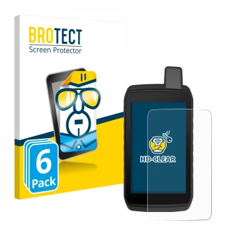 Vorderseite einer Produktverpackung mit dem Markenlogo BROTECT. Daneben ist das Gerät Garmin Montana 710 mit dem zugehörigen D