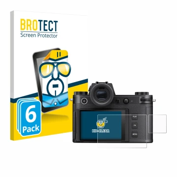 Vorderseite einer Produktverpackung mit dem Markenlogo BROTECT. Daneben ist das Gerät Leica SL3-S (Display + Schulterdisplay) 