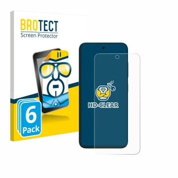 Vorderseite einer Produktverpackung mit dem Markenlogo BROTECT. Daneben ist das Gerät ZTE Blade V70 mit dem zugehörigen Displa