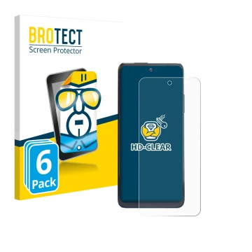 Vorderseite einer Produktverpackung mit dem Markenlogo BROTECT. Daneben ist das Gerät Thuraya One mit dem zugehörigen Displays