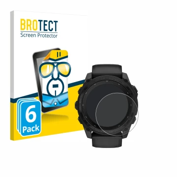 Vorderseite einer Produktverpackung mit dem Markenlogo BROTECT. Daneben ist das Gerät Garmin Tactix 8 Solar (51 mm) mit dem zu